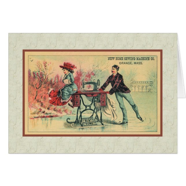 Frau am Nähmaschine an Eis (Vorderseite (Horizontal))