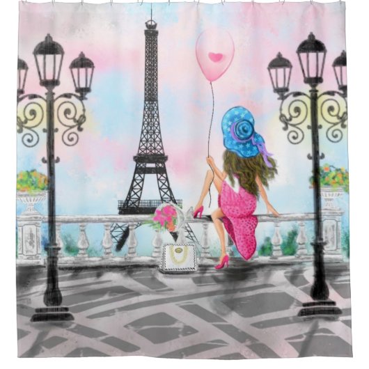 Frau am Pariser Duschvorhang (Vorderseite)