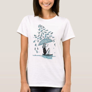 Frau am Regenschirm T-Shirt
