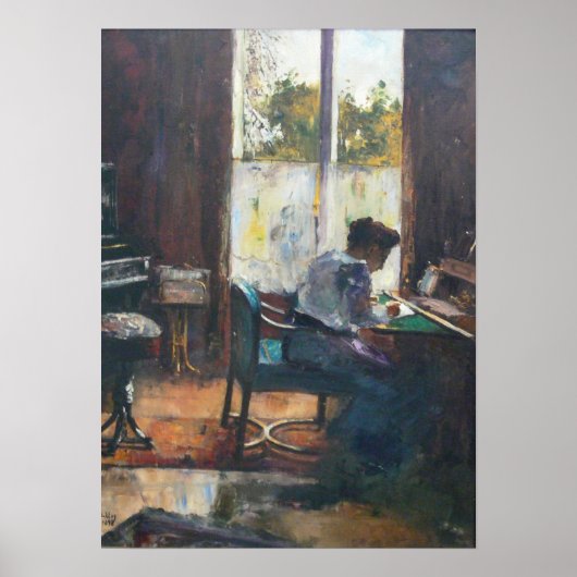 Frau am Schreibtisch Poster (Vorne)