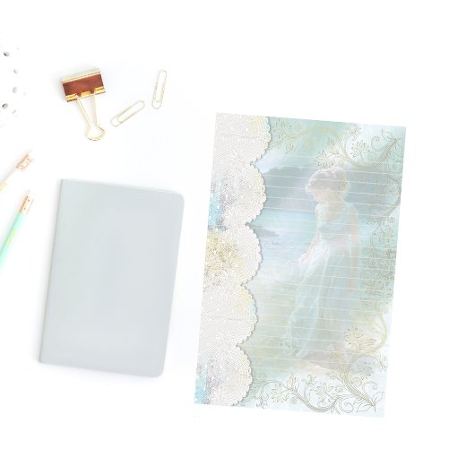 Frau am See Imitate Spitze Lined Briefpapier