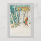 Frau am Skiern - Skidloperskan Postkarte (Vorderseite)