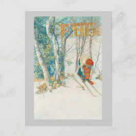 Frau am Skiern - Skidloperskan Postkarte