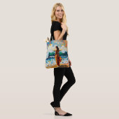 Frau am Strand Abstrakte Meer Kunst Personalisiert Tasche (Am Model)