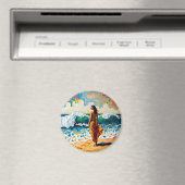 Frau am Strand Abstrakte Meereskunst Magnet (In Situ (Geschirrspüler))