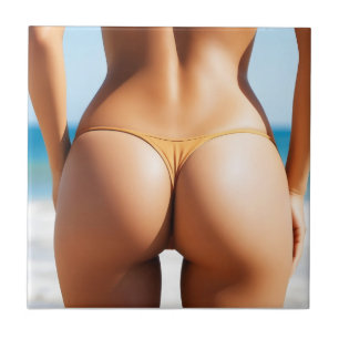 Frau am Strand Fliese