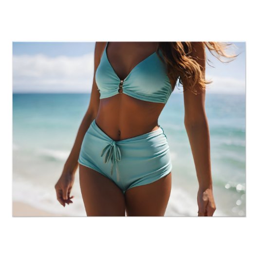 Frau am Strand Fotodruck (Vorne)