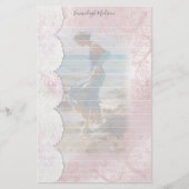 Frau am Strand Imitats Linden Briefpapier (Vorderseite)