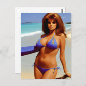 Frau am Strand Postcard Postkarte (Vorne/Hinten)