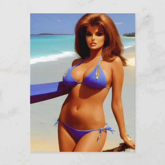 Frau am Strand Postcard Postkarte (Vorderseite)