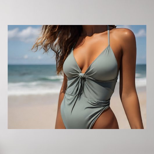 Frau am Strand Poster (Vorne)