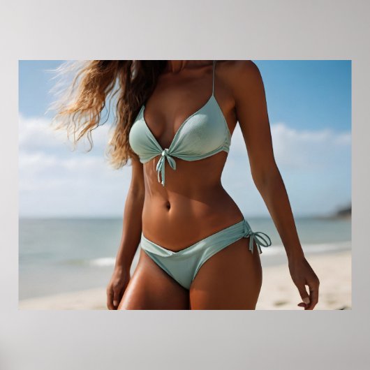 Frau am Strand Poster (Vorne)
