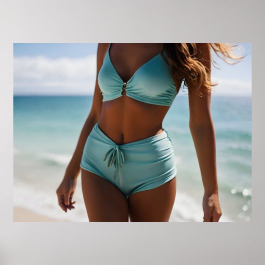 Frau am Strand Poster (Vorne)