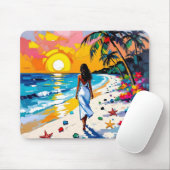Frau am Strand Tropische Szene Mousepad (Mit Mouse)