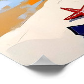 Frau am Strand Tropische Szene Poster (Ecke)