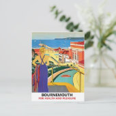 Frau an der Küste Bournemouth, England, Vintag Postkarte (Stehend Vorderseite)