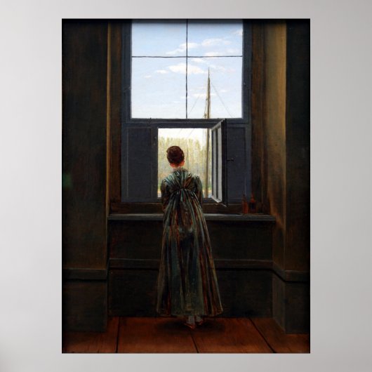 Frau an einem Fenster Poster (Vorne)