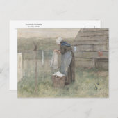 Frau an einer Wäscheleine von Anton Mauve Postkarte (Vorne/Hinten)