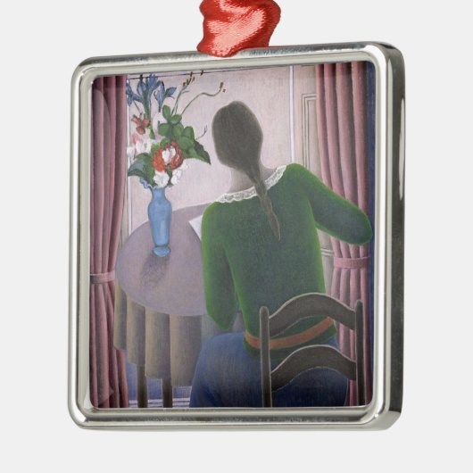 Frau an Fenster 1998 Silbernes Ornament (Links)