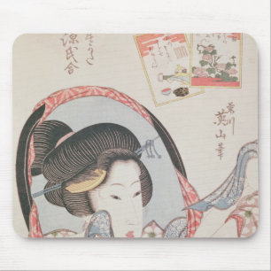 Frau an ihrem Spiegel, erschienenes c.1830 Mousepad
