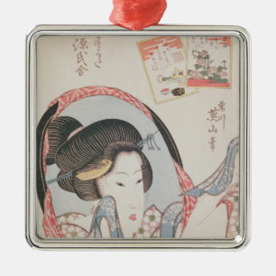 Frau an ihrem Spiegel, erschienenes c.1830 Silbernes Ornament