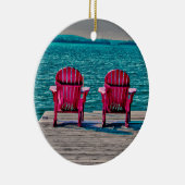 Frau Aquamarin Beach Adirondack leitet Rustikale H Keramik Ornament (Rechts)