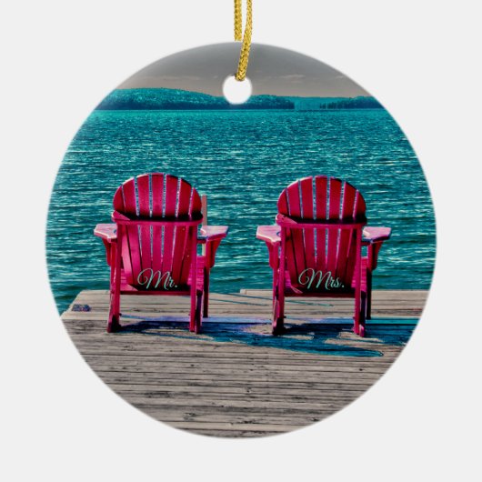 Frau Aquamarin Beach Adirondack leitet Rustikale H Keramik Ornament (Vorne)