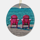 Frau Aquamarin Beach Adirondack leitet Rustikale H Keramik Ornament (Links)
