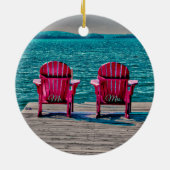 Frau Aquamarin Beach Adirondack leitet Rustikale H Keramik Ornament (Hinten)