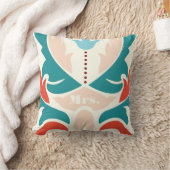 Frau Aquamarin Peach Coral Burgundy Modern Damask Kissen (Decke)