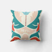 Frau Aquamarin Peach Coral Burgundy Modern Damask Kissen (Rückseite)