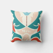 Frau Aquamarin Peach Coral Burgundy Modern Damask Kissen (Vorderseite)