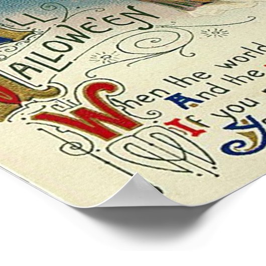 Frau auf Broomstick AllHalloween Poster (Ecke)