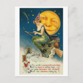 Frau auf Broomstick AllHalloween Postkarte (Vorderseite)