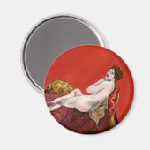 Frau auf dem Roten Sofa Magnet (Vorderseite/Rückseite)