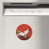 Frau auf dem Roten Sofa Magnet (In Situ (Geschirrspüler))