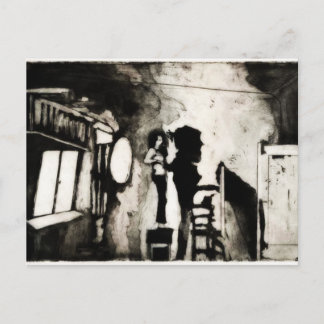 Frau auf dem Stuhl Postkarte