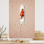 Frau auf dem Surfbrett Poster (Küche)