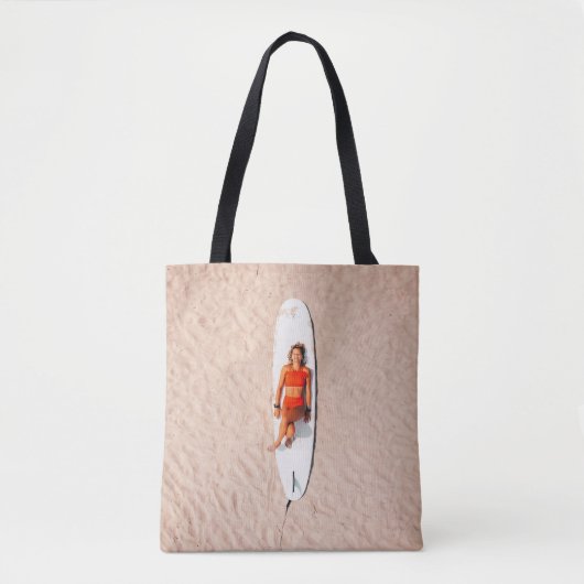 Frau auf dem Surfbrett Tasche (Vorderseite)