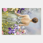 Frau auf der lila Wiese Decoupage Geschenkpapier Set (Vorderseite)