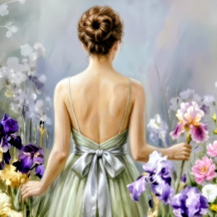 Frau auf der lila Wiese Decoupage Geschenkpapier Set