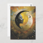 Frau auf der Postkarte des Mondes (Vorne/Hinten)