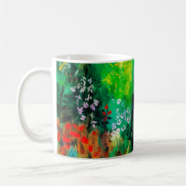 Frau auf der schönen grünen Wiese Kaffeetasse