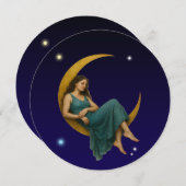 Frau auf einem Halbmond Feiertagskarte (Vorne/Hinten)