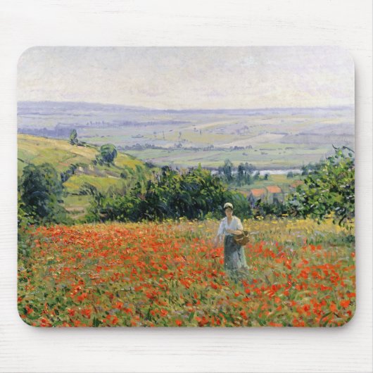 Frau auf einem Mohnblumen-Gebiet Mousepad (Vorne)