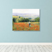 Frau auf einem Mohnfeld Leinwanddruck (Insitu (Holzboden))