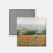 Frau auf einem Mohnfeld Magnet (Vorderseite/Rückseite)