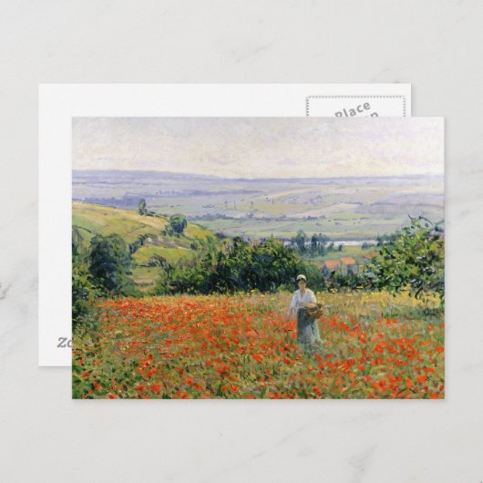 Frau auf einem Mohnfeld Postkarte (Vorne/Hinten)
