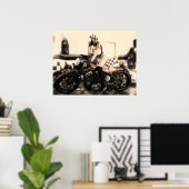 Frau auf einem Motorradposter Poster (Heimbüro)