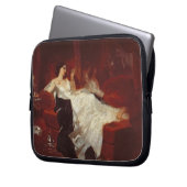 Frau auf einem roten Sofa Laptopschutzhülle (Vorderseite Links)